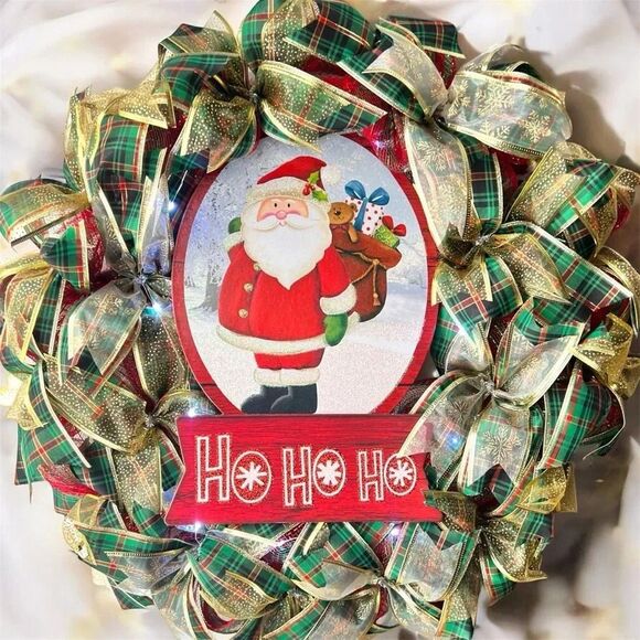 Light up! - Handmade Christmas wreath old fashioned “merry Christmas wreath - Picture 3 of 4